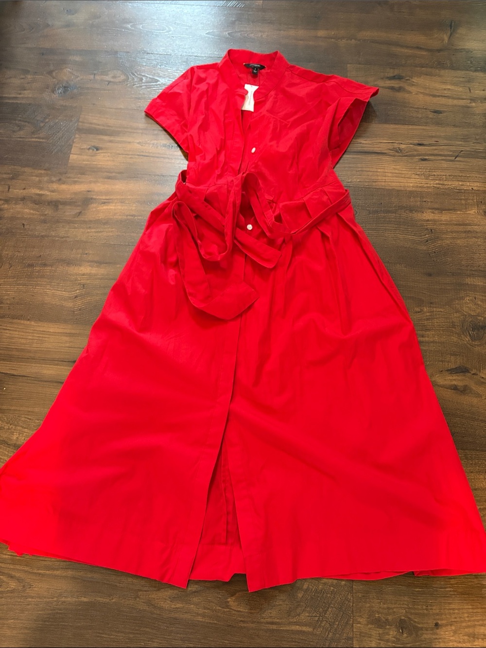 NWT Banana Republic Red Button-Front Shirt Dress